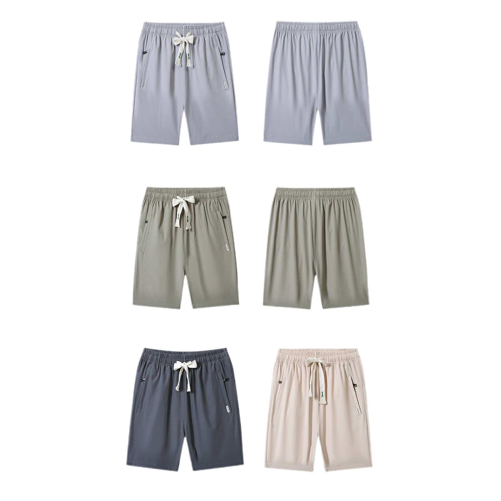 thumbnail image 4 of Pantalones cortos casuales para hombre: corte holgado de verano, cintura elástica, bolsillos con cremallera, transpirables, para uso diario deportivo con camisetas., 4 of 5